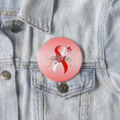 バタフ赤と白ロー付きリボン 缶バッジ (インサイチュ)