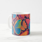バタフ鮮やかカラフルロデザイン鮮やかな美しい コーヒーマグカップ (正面左)