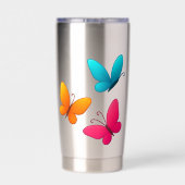 "バタフ鮮やかライトリオ – カラフル自然" 保温保冷タンブラー (背面)