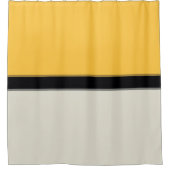 バタモダンーイエローシルバーブルーグレーブラックストライプ シャワーカーテン (正面)