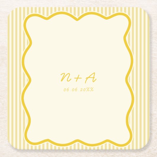 バタモダンーイエロー結婚ズ スクエアペーパーコースター (正面)