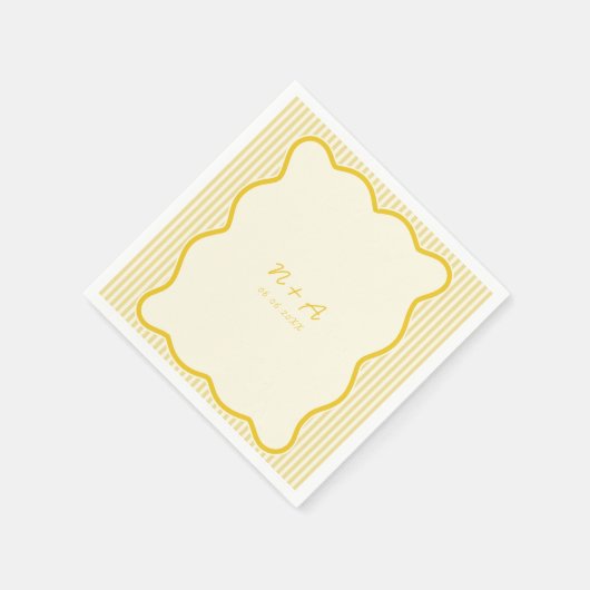 バタモダンーイエロー結婚ズ スタンダードカクテルナプキン (角)