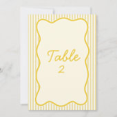 バタモダンー結婚イエローのテーブル番号 招待状 (正面)