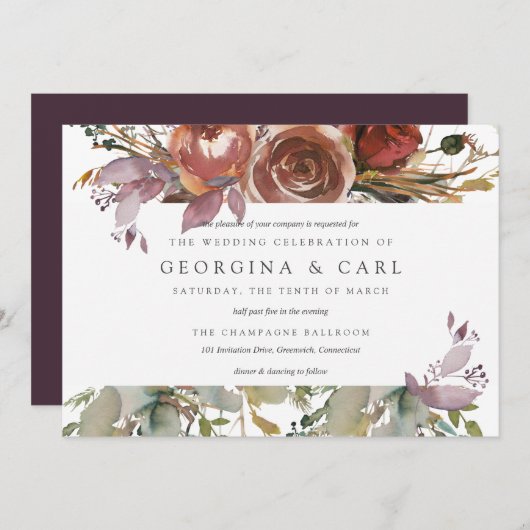 バタラム＆プラム ウェディング 招待状 ランドスケープ (正面/裏面)