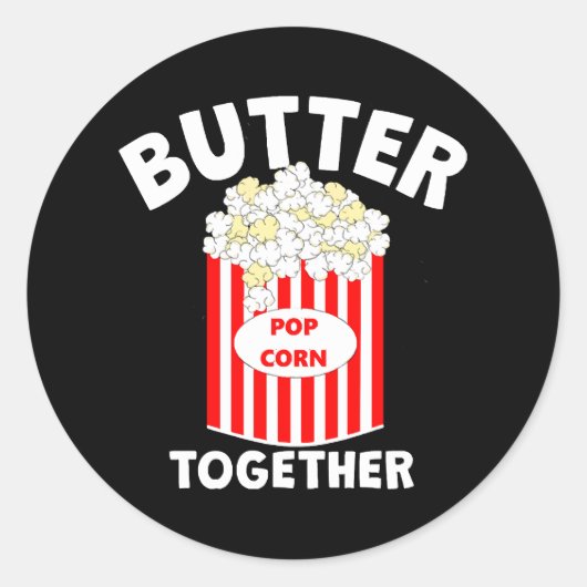 バターで団結！映画ポップコーン ラウンドシール (正面)