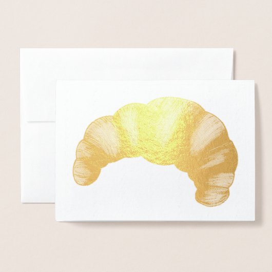 バターのフレーク状ゴールデンクロワッサンフランスのペストリー食品 箔カード (封筒付き正面)
