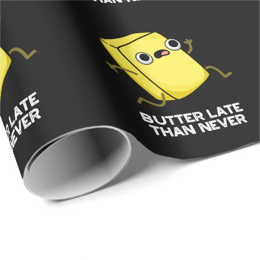 バターは決して食べ物をパンおもしろいダークBGよりも遅い ラッピングペーパー (ロールコーナー)