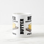 バターは食べ物の味を良くするTalingItLikeItIs コーヒーマグカップ (中央)