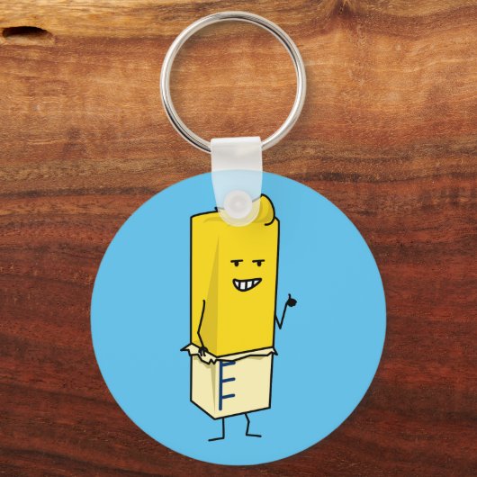 バターを塗ったバターのスティックを親指を上げる キーホルダー (正面)