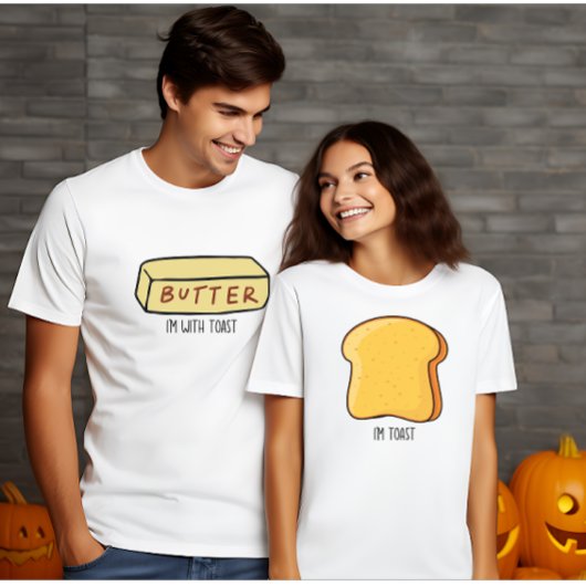 バターアップハロウィーン私はトーストカップルおもしろいと一緒に Tシャツ