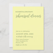 バターイエローとセージのミニマリストリハーサルディナー 招待状 (正面)