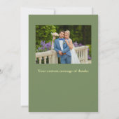 バターイエローとセージのミニマル結婚リスト サンキューカード (裏面)