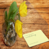 バターイエローとセージのミニマル結婚リスト スクエアペーパーコースター