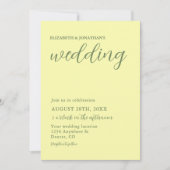バターイエローとセージのミニマル結婚リスト 招待状 (正面)