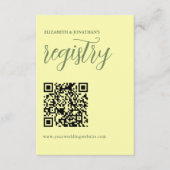 バターイエローとセージ結婚ミニマリスト エンクロージャーカード (正面)