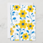 バターイエローとブルーのフローラ-ブライダルシャワー 招待状 (裏面)