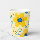 バターイエローとブルーのフローラ 紙コップ (右)