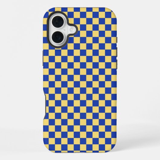 バターイエローとブルーの市松模様 iPhoneケース (裏面)