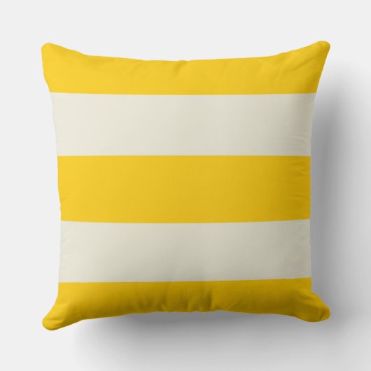 バターイエローとベージュ色ストライプ枕 クッション (裏面)