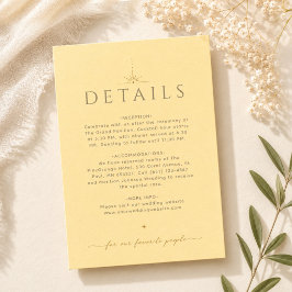 バターイエローのエレガントな結婚式詳細カード ノートカード