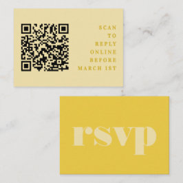 バターイエローのシンプルな結婚式QRコードRSVP エンクロージャーカード