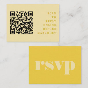 バターイエローのシンプルな結婚式QRコードRSVP エンクロージャーカード