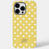 バターイエローのドット柄 オリジナルイニシャル Case-Mate iPhoneケース (裏面)