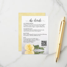 バターイエローのバラのエレガントな結婚式詳細QRコード