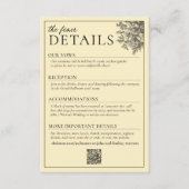 バターイエローのヴィンテージ フラワー ウェディング ディテール エンクロージャーカード (正面)