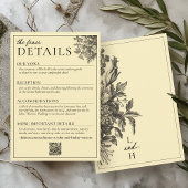 バターイエローのヴィンテージ フラワー ウェディング ディテール エンクロージャーカード