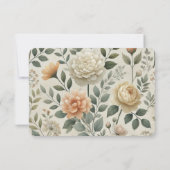 バターイエローの水彩花柄エレガントモダン サンキューカード (裏面)