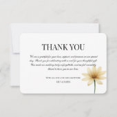 バターイエローの水彩花柄エレガントモダン サンキューカード (正面)