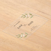 バターイエローの水彩花柄 クラシック エレガント アクリル招待状 (レイダウン)