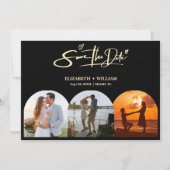 バターイエローの結婚式フォトQRコード エレガント セーブザデート (正面)