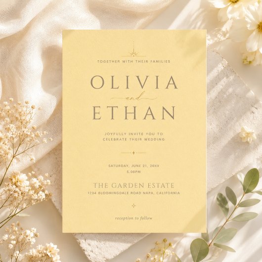 バターイエローの結婚式招待状 | モダン・エレガント 招待状