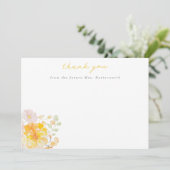 バターイエローの花のウェディングシャワーのお礼 サンキューカード (スタンド正面)