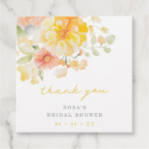 バターイエローの花のウェディングシャワーのお礼