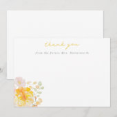 バターイエローの花のウェディングシャワーの感謝カード サンキューカード (正面/裏面)