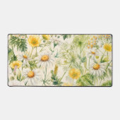 バターイエローの野の花 植物画の水彩画 デスクマット (正面)