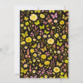 バターイエローの野生の花のウェディング 招待状 (裏面)