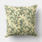 バターイエローアンティーク旧植物模様1 クッション (裏面)