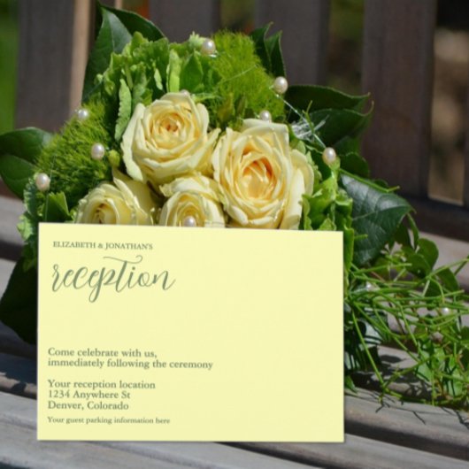 バターイエローアンドセージのミニマル披露宴 エンクロージャーカード