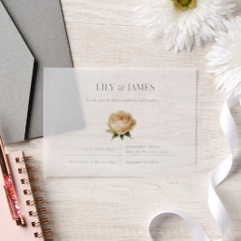 バターイエローウォーターカラークラシックフローラエレガント ベラム紙招待状