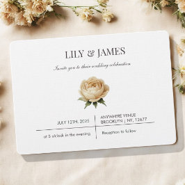 バターイエローウォーターカラークラシックフローラエレガント 招待状