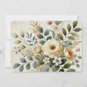 バターイエローウォーターカラークラシックフローラエレガント 招待状 (裏面)