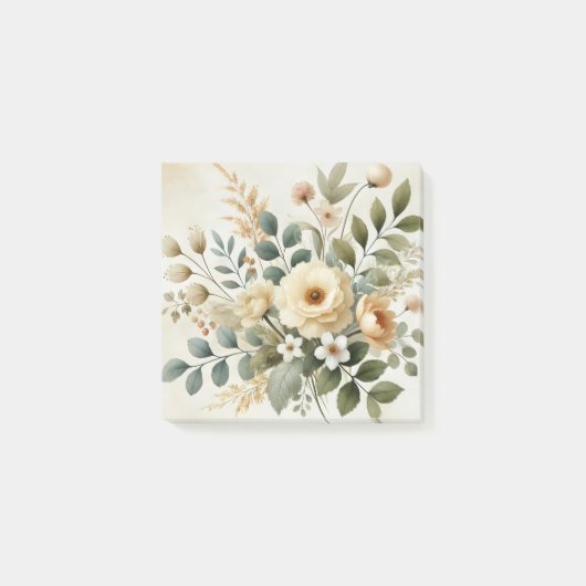 バターイエローウォーターカラーフローラ春と夏 ポストイット (正面)