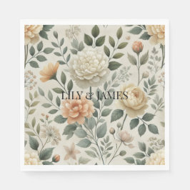 バターイエローウォーター色のフローラ エレガント モダン スタンダードランチョンナプキン