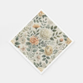 バターイエローウォーター色のフローラ エレガント モダン スタンダードランチョンナプキン (角)
