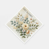 バターイエローウォーター色のフローラ エレガント モダン スタンダードランチョンナプキン (角)