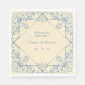 バターイエローエレガントヴィンテージコースタルシ結婚ック スタンダードランチョンナプキン (正面)